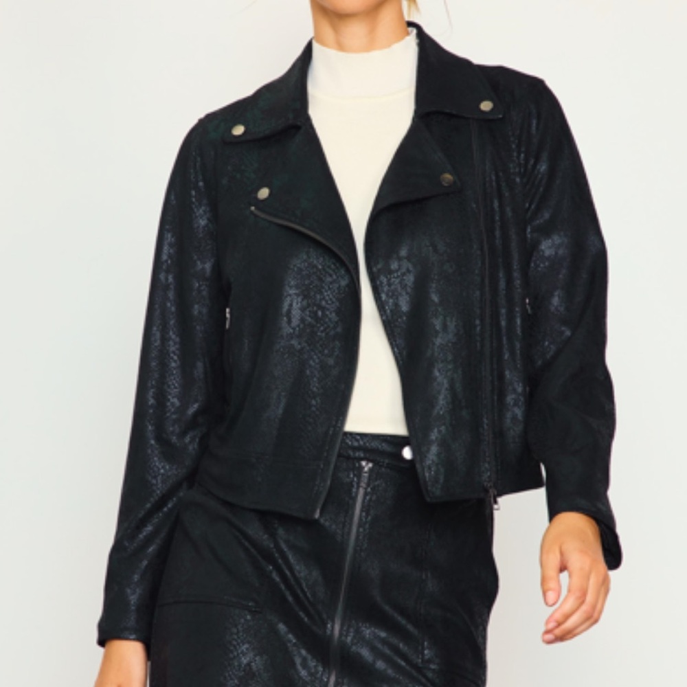 New with tags! Snakeskin black moto jacket.